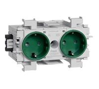 Prise électrique - HAGER - Ecoline'Base Schuko - Double - Vert - 2 pôles - Monophasé