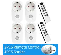 Prise électrique intelligente avec télécommande universelle, prise française UE, interrupteur RF sans fil, programmable, lumière LED, 433Mhz, 16A, 220V 1 Remote 2 Socket