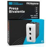 Prise électrique italienne 2P+T bivalente 10/16 A 250 V compatible avec BTicino Livinglight prise de courant bipasso Pluristandard murale fruits électriques couleur blanche