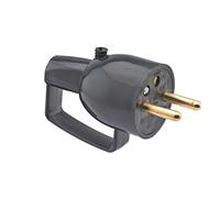 Prise electrique male - Fiche electrique - Prise male - Prise male 220 V - Fiche male - Fiche electrique male - Fiche Male Broche D.4,8mm Sortie Droite à Coiffe Avec Anneau De Traction Noir