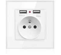 Prise Electrique Murale avec Double USB - Chargeur pour iPhone/Android prise française,
