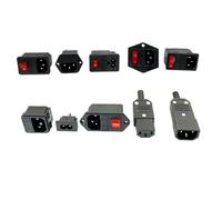 Prise électrique secteur IEC320 C14 3 broches LED rouge 250 V Interrupteur à bascule 10 A fusible connecteur d'entrée mâle femelle support de prise 2 broches(AC-16)