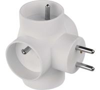 Prise EMOS 4x ronde, blanche, P0040
