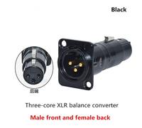 Prise en métal de type D plaquée or à trois c?urs,convertisseur de connexion audio,base de montage XLR IL,mâle vers 600 - Type Black front M to F