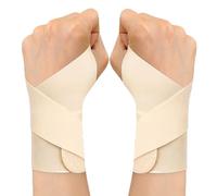 Prise en poignet de compression élastique, 2 sacs à poignet ultra-mince pour la main droite et gauche, Les poignets soutiennent le soulagement de la douleur au tunnel carpien (Beige)