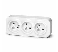 Prise en saillie 3 compartiments, série RT1 blanc, type E français