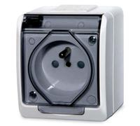 prise en saillie blanc 250 V 5321-01 avec couvercle transparent