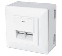 Prise en saillie DIGITUS cat.6 classe E 2 x RJ45 blindé blanc pur