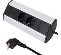 Prise en saillie en aluminium 2x USB - noir