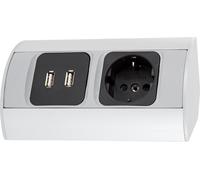 Prise en saillie en aluminium avec USB - argenté
