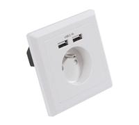 Prise encastrable 16A T + 2 chargeurs USB