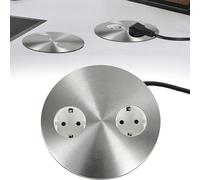 Prise encastrable 2 prises escamotables en acier inoxydable pour cuisine, plan de travail, bureau