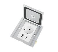 Prise encastrable au sol, prise murale au sol, réservoir de sol en acier inoxydable avec 1 prise + 1 USB 1 type C, profil design fin, étanche à l'eau et à la poussière, prise pliante, encastrée