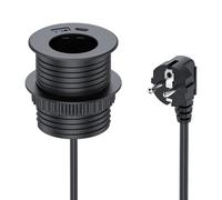 Prise encastrable avec USB, prise escamotable avec 1 port USB-A, 1 USB-C pour plan de travail de cuisine, câble de 2 m de diamètre 60 mm, noir