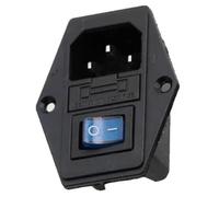 Prise encastrable C14 pour appareils à froid, avec interrupteur bleu et fusible, 3 broches 220-250 V/10 A - Prise audio pour appareils à froid - Prise femelle - Fiche d'entrée 3 en 1 avec interrupteur