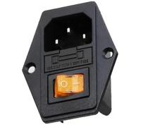 Prise encastrable C14 pour appareils à froid - Avec interrupteur jaune et fusible - 3 broches 220-250 V/10 A - Prise audio pour appareils à froid - Prise femelle - Fiche d'entrée 3 en 1 avec