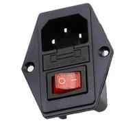 Prise encastrable C14 pour appareils à froid, avec interrupteur rouge et fusible, 3 broches 220-250 V/10 A, prise audio pour appareils à froid, prise femelle, connecteur d'entrée 3 en 1 avec