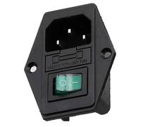 Prise encastrable C14 pour appareils à froid - Avec interrupteur vert et fusible - 3 broches 220-250 V/10 A - Prise audio pour appareils à froid - Prise femelle - Connecteur d'entrée 3 en 1 avec