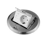 Prise encastrable de sol en acier inoxydable pour sol et mur rétractable franchissable (prise connexion réseau ronde)