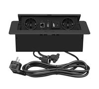 Prise encastrable de table - Prise escamotable avec USB LAN HDMI Type Max 20 W - Charge intelligente - Noir