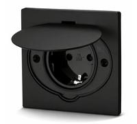 Prise encastrable en acier inoxydable, prise au sol IP44, couvercle rabattable, borne de raccordement, noir