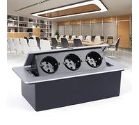 Prise encastrable escamotable en aluminium - 3 prises - 10 A/250 V - Plateau de table - Prise encastrée - Plan de travail - Multiprise pour cuisine et bureau