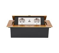 Prise encastrable escamotable pour bureau - Prise encastrable - 250 V - USB type C - Charge rapide - Pop Up - Prise de table - Peu encombrante - Pour plan de travail et bureau - Doré