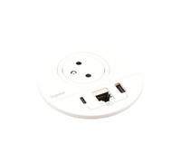 Prise encastrable INCARA™ Disq 80 - 2P+T - USB A/C - RJ45 - blanc LEGRAND