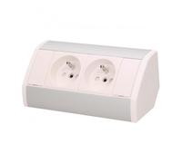 Prise encastrable meuble 2x2P+T blanc-argent OR-GM-9005/W-G ORNO