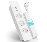 Prise Encastrable, Multiprise Electrique 3 Prises et USB C, Multiprise Encastrable pour Plan de Travail, Cuisine, Bureau, 3500W/16A, Multiprise Encastrée avec 1.8M Câble,Blanc