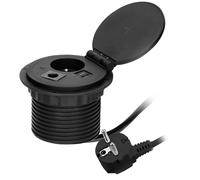 Prise Encastrable Plan De Travail Ø 8 Cm Avec Chargeur À Induction 2 Ports Usb (A, C) Câble De 1,8 M Avec Presse-Étoupe Noir[DYB984066]