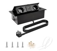 Prise encastrable Plan de Travail 2 Prises avec USB et Type-C 18W Escamotable Prise Plan de Travail Cuisine multiprise encastrable Câble d'alimentation 1,8m