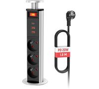 Prise Encastrable Plan De Travail Avec Interrupteur,Multiprise Encastrable Bloc Prise Escamotable 3 Prises Française Avec Usb C Pd