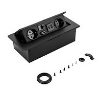 Prise encastrable - Prise de table - Prise de table - Prise cachée - Plateau de table - Boîte de sol pop-up avec 2 chargeurs LAN HDMI EU et USB type 5 V 3 A - CA 250 V 16 A (noir)
