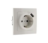 Zenitech - Prise encastrable Schuko 16A + USB - Kalya - Blanc Blanc