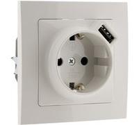 Zenitech - Prise encastrable Schuko 16A + USB - Kalya - Blanc Blanc