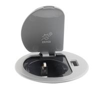 Prise encastrable Schuko + USB Ø60mm - Gris - Otio