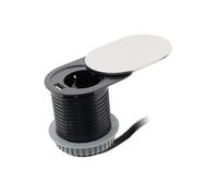 - Prise encastrable Schuko + USB A avec couvercle à glissière - Noir