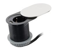 Prise encastrable Schuko + USB A avec couvercle à glissière - Noir - Otio