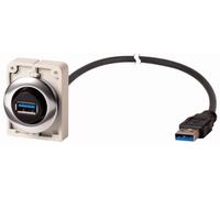 Prise encastrée, 1,5 m, câble confectionné avec fiche mâle USB 3.0, type A, anneau avant métallique embase femelle M30C-FUSB-60