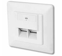 Prise encastrée DIGITUS cat.6 classe E 2 x RJ45 blindée blanc pur