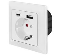 Prise encastrée LogiLink 1x CEE 7/3 1x USB-A 1x USB-C blanc