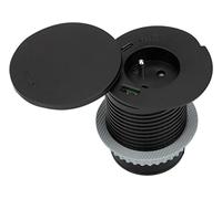 Otio Prise encastrée Ports USB & Chargeur Induction QI 230V 3680W 1 sortie Noir mat