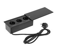 Prise Encastrée pour Table 3 Prises Encastrées Multiprise Encastrable Plan De Travail avec Couvercle Coulissant,pour Bureau, Salle De Classe, Salle D'étude,1.8m Câble