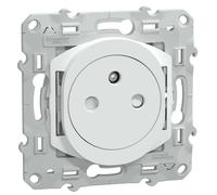 Prise encastrée SCHNEIDER ELECTRIC OVALIS 2P+T 16A affleurante bornes automatiques Blanc