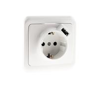 Zenitech - Prise encastrée Schuko 16A + USB A - Blanc - Antaria