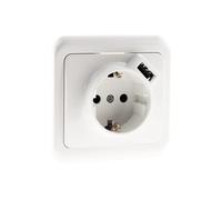 Zenitech - Prise encastrée Schuko 16A + USB A - Blanc - Antaria