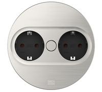 Prise Encastrée Twist 2 Style Acier Inox 2-fach Prise de Cuisine Double Prise