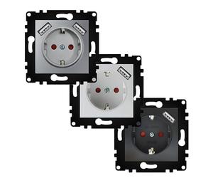 Prise encastrée - type Schuko avec 2 ports USB, finition noire mate, dimensions 68 x 68 x 45 mm, idéale pour les espaces modernes et fonctionnels