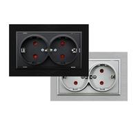 Prise encastrée - type Schuko double, couleur noire, dimensions 126 x 85 x 50 mm, idéale pour installations électriques modernes, fonctionnelle et sûre. *